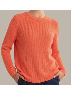 Women's 525 Emma Crewneck Shaker stitch Cotton Sweater Orange Size XS